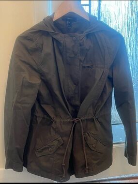 Forever 21 Olive Green Hooded Utility Jacket